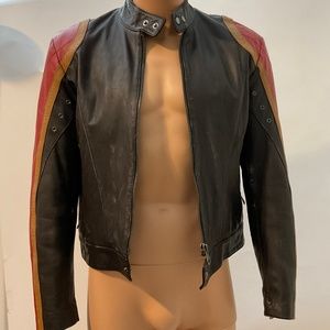 Mens tri tone leather jacket
